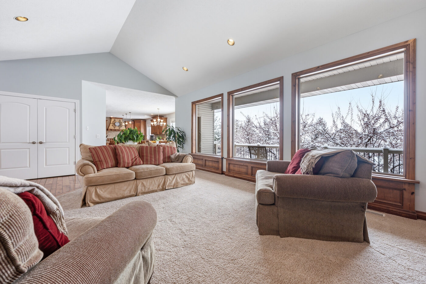 Living room with oversized windows and mountain views